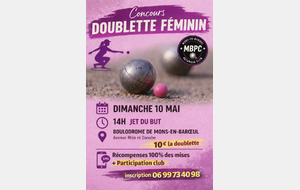Concours Doublette Féminin à Mons en Baroeul