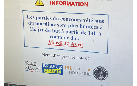 Changement d'horaire à l'intersociétaires vétérans